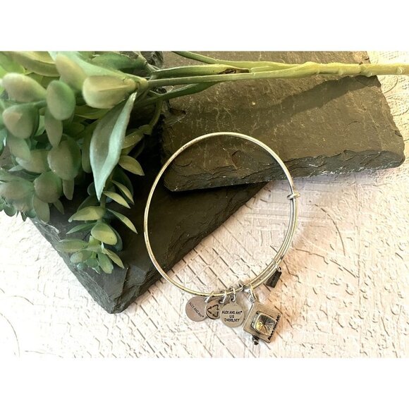 Alex and Ani Silver Graduation Cap Charm Bangle Bracelet - Picture 5 of 11